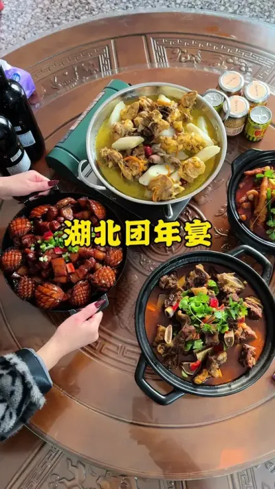湖北团年宴^我不说你能认出几个好玩意！ #新农人计划2024 #就等你回家了 #分享我看到的年味瞬间