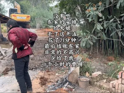 今天我没有听东家的安排，非要给大娘把这点活干了，我就想说，别人方便了你，并且你还把别人的场地给压坏了，你花个20分钟的时候，方便一下别人又如何？？？#农村自建房 #老房子的回忆 #挖掘机 #挖掘机视频