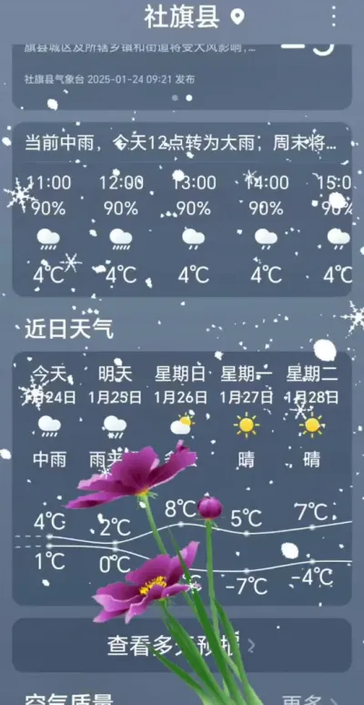 今天到明天中雨转中雪，后天多云转晴。河南南阳社旗天气变化#天气预报 #国泰民安 #欢欢喜喜过大年 #恭贺新春 #送福气