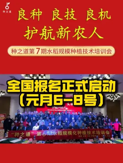 【种之道第7期培训会倒计时14天】 种之道第7期水稻规模化种植技术培训会，全国报名正式启动#水稻 #三农 #种植技术推广 #种田大户 #抖音助农