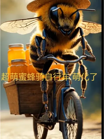 这只蜜蜂🐝戴着草帽骑自行车的样子， 快来看看这只超萌蜜蜂骑自行车，萌化了😘#蜜蜂日常 #可爱 #ai #AI生成#视频纯属娱乐请勿模仿 @抖音小助手 @DOU+小助手