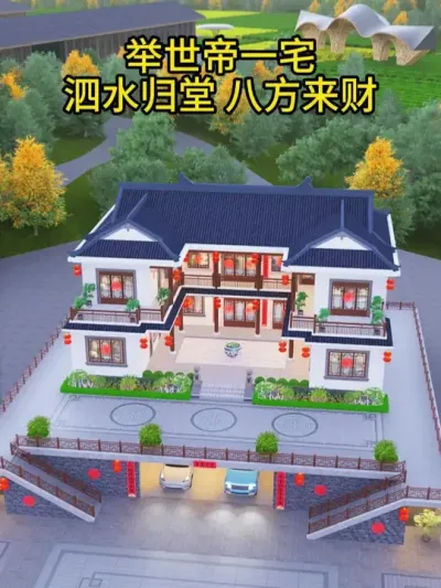 农村自建房，举世帝一宅，&ldquo;泗水归堂，八方来财&rdquo;。 农村自建房，举世帝一宅，&ldquo;泗水归堂，八方来财&rdquo;。#农村自建房#别墅设计 #自建房 #中式合院 #图纸设计