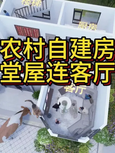 农村自建房，堂屋连客厅 #农村自建房 #宅基地建房 #别墅设计 #图纸设计 #别墅