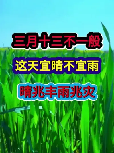 三月十三不一般这天宜晴不宜雨晴兆丰雨兆灾 #农业谚语 #农谚 #农谚老话 #农业种植 #分享农业知识帮农民增产增收