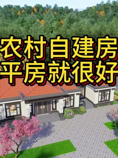农村建房，平房就很好，实用够用最重要！ 主房开间13.5米，进深10米，建筑占地135平，偏房和连廊按需求可大可小。#农村自建房 #宅基地建房 #别墅设计 #农村自建别墅 #别墅