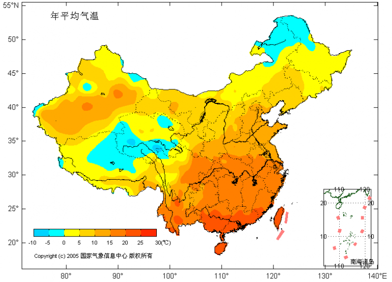 全国年平均气温